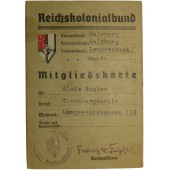 Membreсard pour Reichskolonialbund Mitgliedskarte